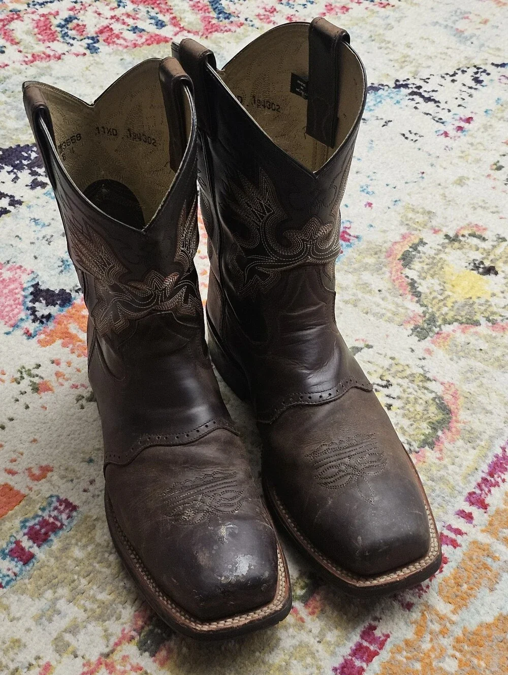 Double H Steel Toe Cowboy Boots Mens Size 11.5 Western Embroidered DH3658